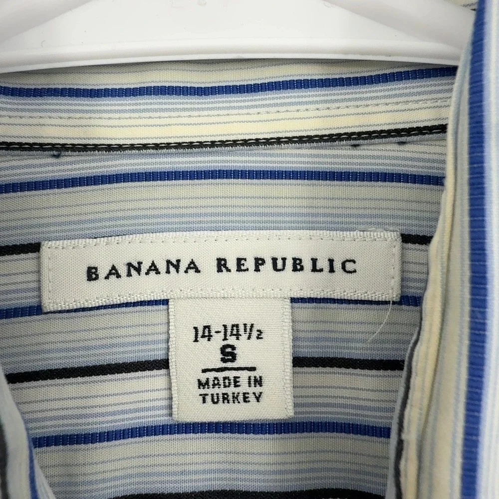 Banana Republic Shirt Mens S Blue White Cotton Striped Long Sleeve Button Down